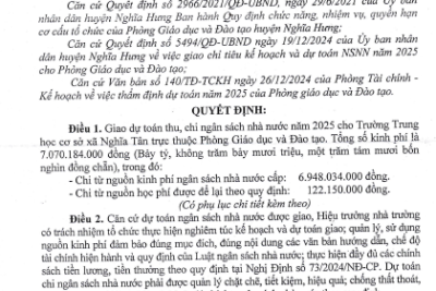 Quyết định giao dự toán NSNN năm 2025
